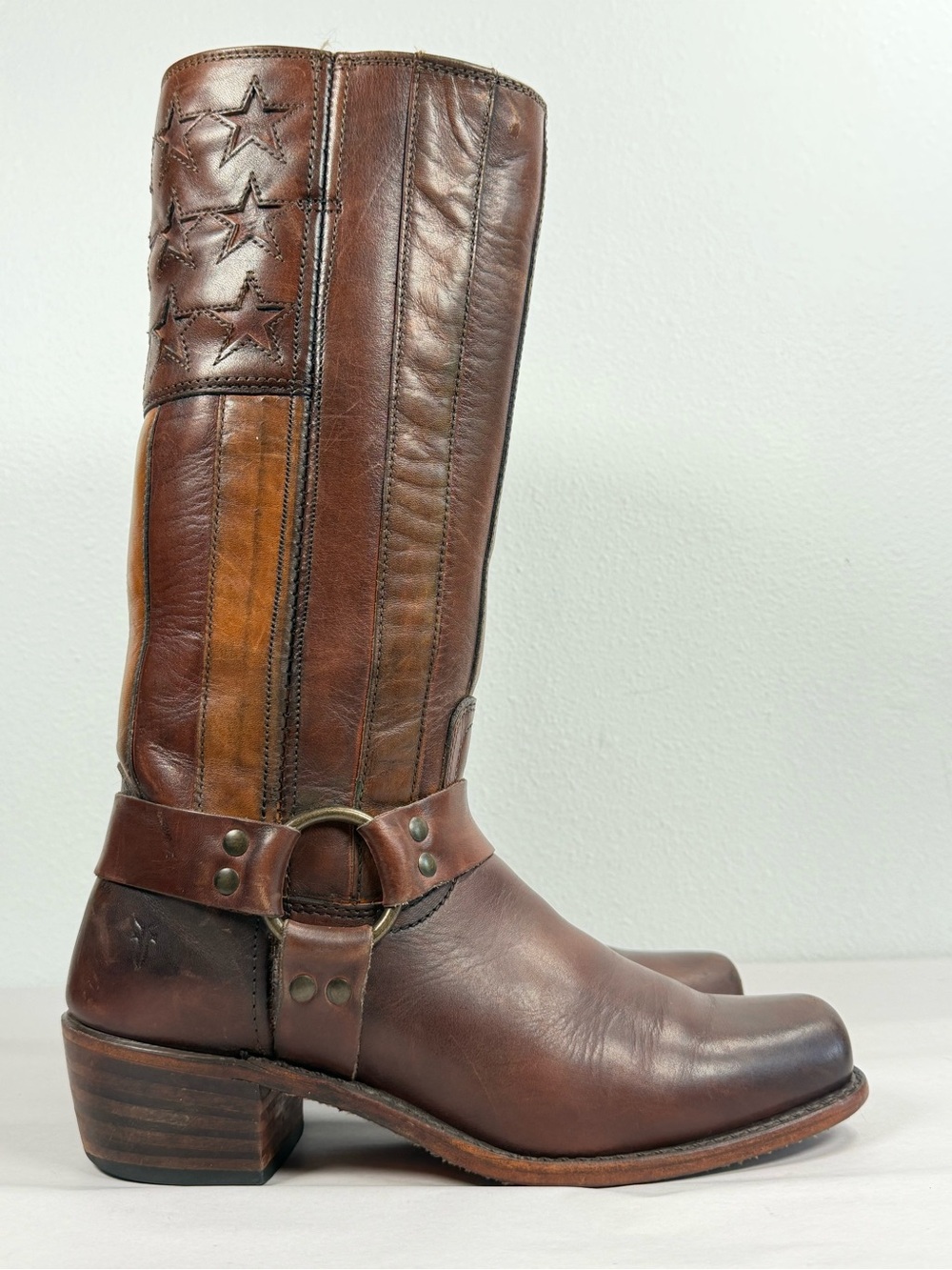 Women’s Frye Harness Boots Size 8 M Brown Leather 150th 75158-DBN Made In USA - Picture 2 of 16